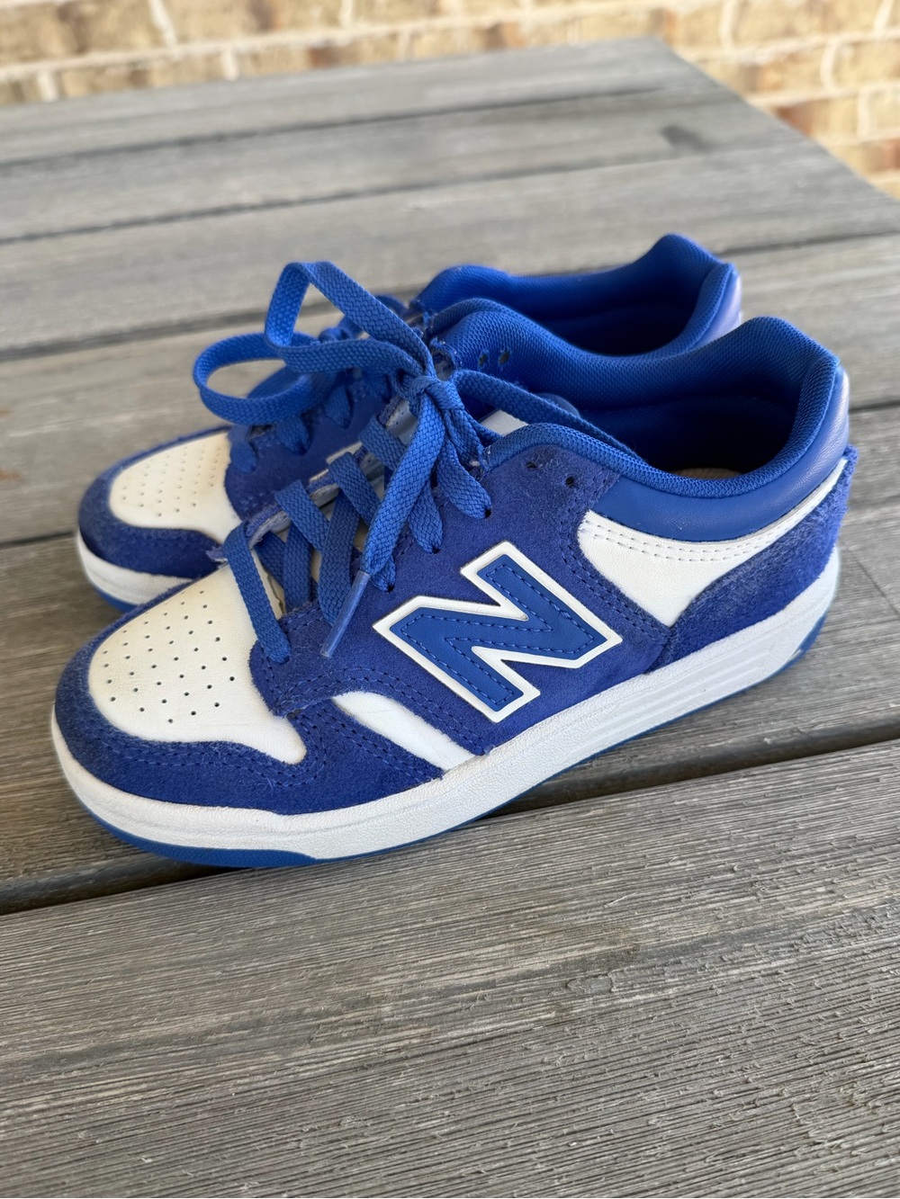New Balance 480 Kids Royal Blue and White Lace-Up Sneakers, Size 12 Youth